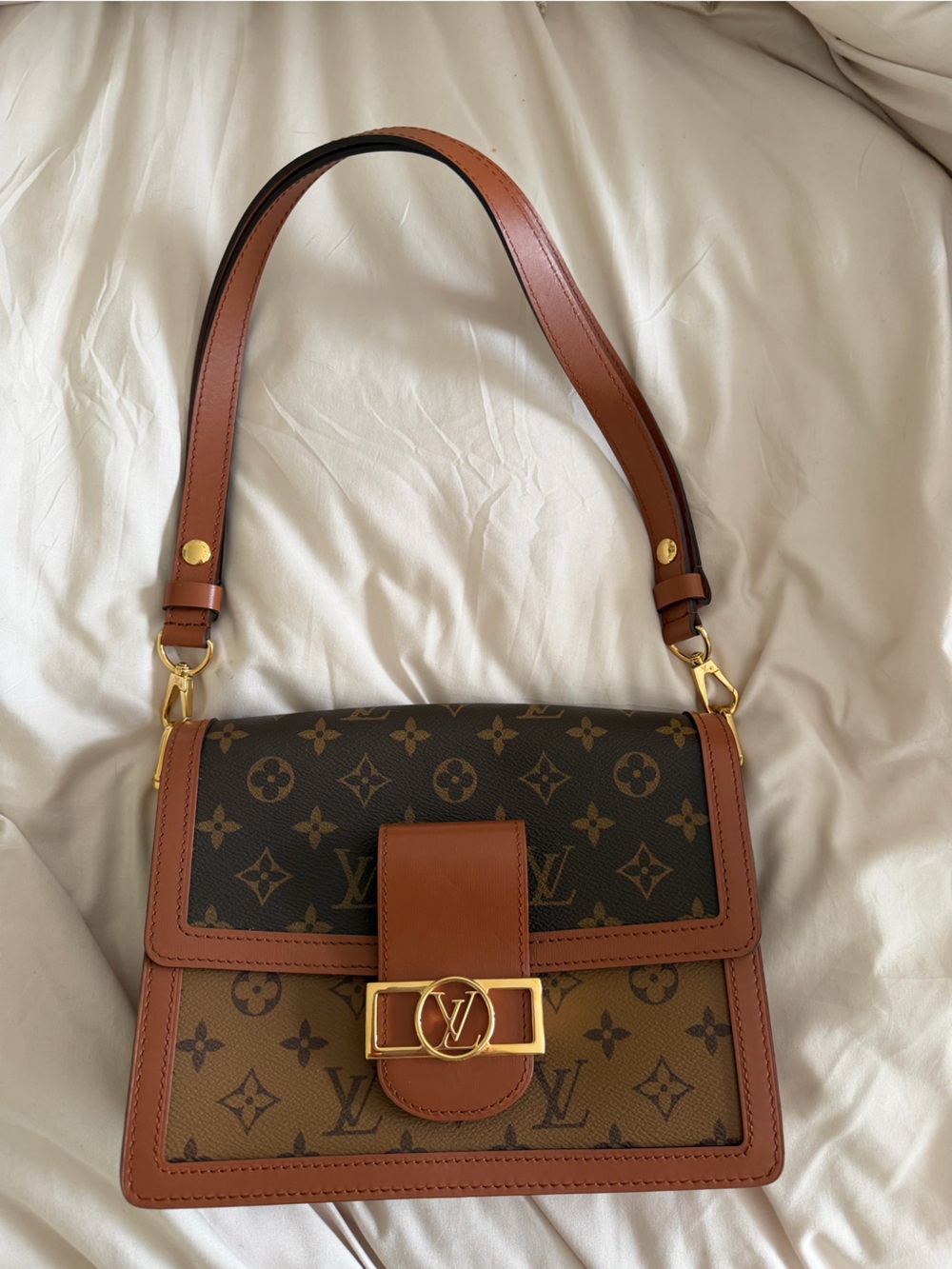 Louis Vuitton Brown Monogram Crossbody Bag with Tan Trim